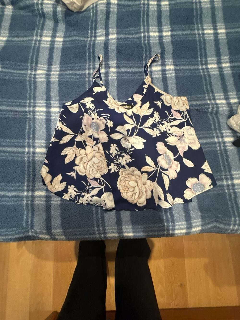 Pure Hype Floral Print V-Neck Spaghetti Strap Cami Tank Top